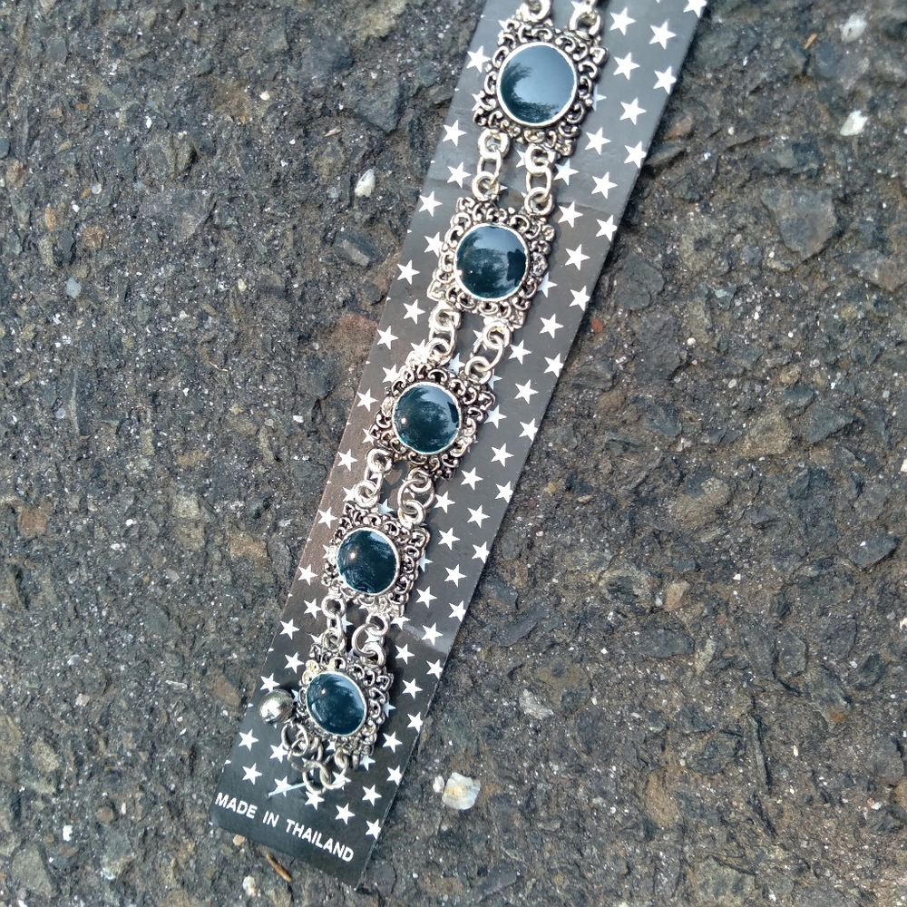 90s vtg deadstock green silver color bracelet
